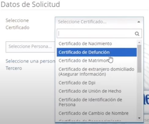 Certificado de defunción RENAP